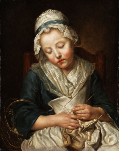 Tricoteuse endormie - workshop of Jean Baptiste Greuze